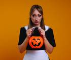 An image of a person wearing colored contact lenses as part of a halloween costume