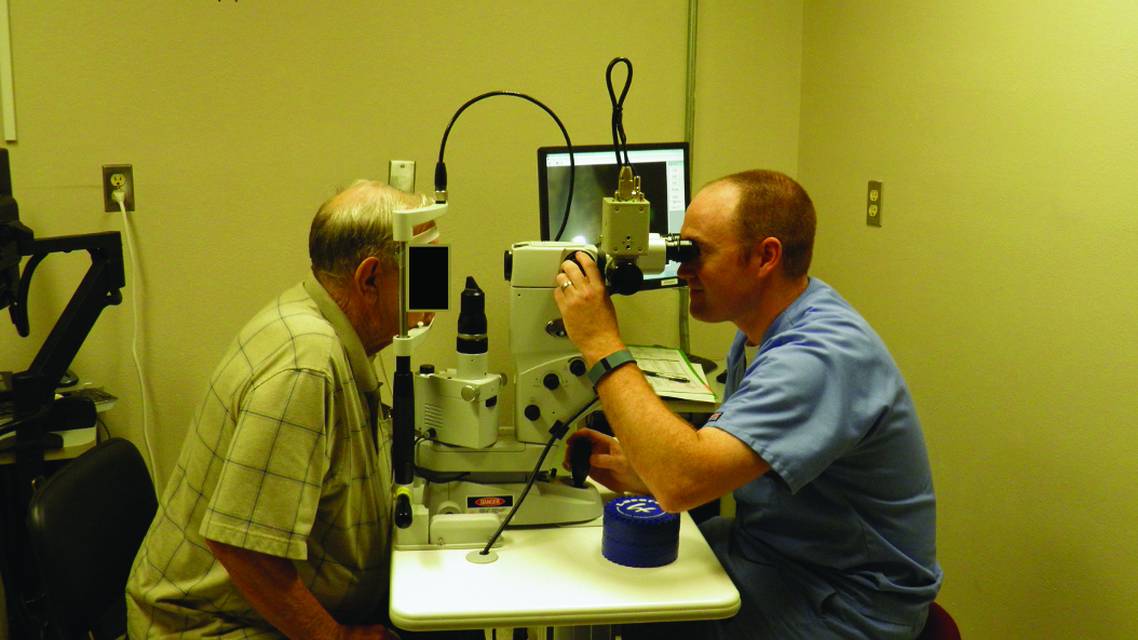 optometrist performing laser in office
