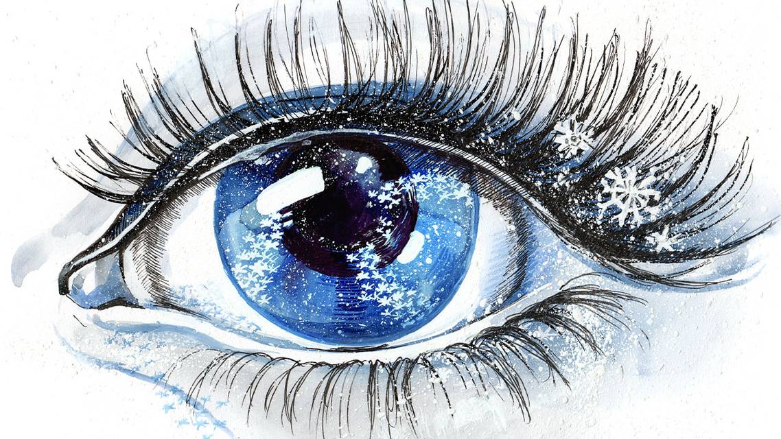 cold eye with snowflake